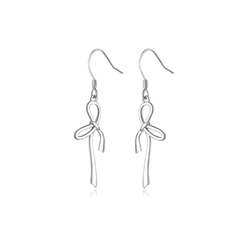 Boucles d'oreilles pendantes en argent 925 pour femmes, le cadeau idéal avec nœud papillon