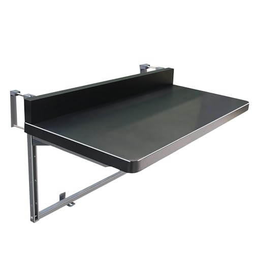 Mesa colgante plegable ajustable para barandilla de terraza, mesa de bar de aluminio para patios, jardines y espacios al aire libre, altura ajustable para un uso versátil