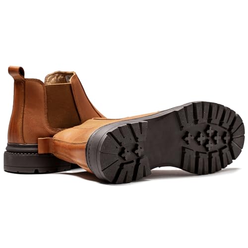 Image of OKKO Mens Chelsea Boots Genuine Leather Dress Boots for Men Classic Stylish Casual Slip On Ankle Boot for Men