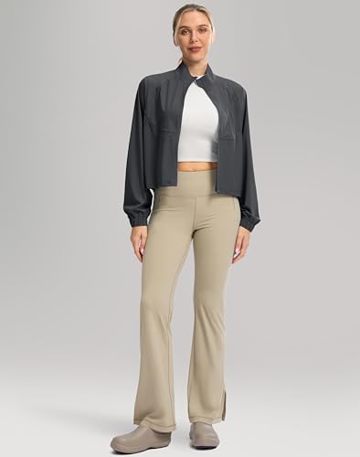 Jaqueta feminina atlética para treino, leve, FPS 50+, manga comprida, com proteção solar, zíper, cro