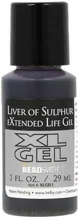 The Beadsmith XL Gel, Liver of Sulfur Extended Life Gel, 1 fluid ounce (29ml) bottle, Apply a patina finish to silver, copper, and other metal for oxidized look on art and jewelry projects