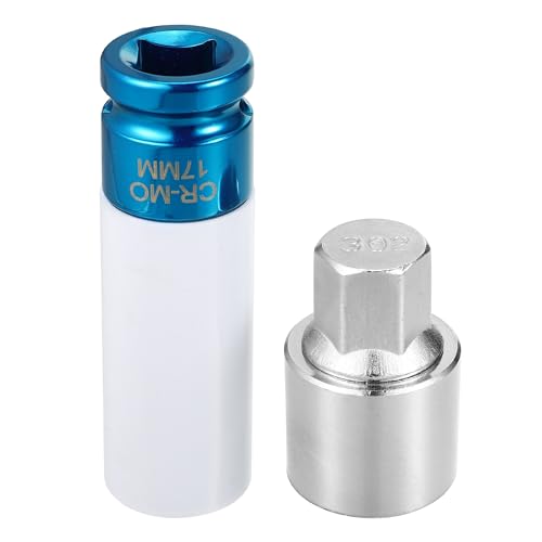 Image of uxcell 1 Set 302 Wheel Lock Lug Nut Anti Theft Lug Nut Screw Removal Socket Key for Mercedes Benz Wheel Lock Key with Protector Nut Socket