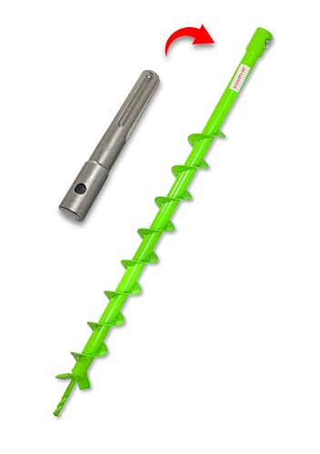 WERHE Barrena de tierra para taladradora con adaptador SDS Max ⌀50 mm, 80cm de longitud - Barrena para pozos, plantación de árboles, barrena para hoyos de tierra, barrena para pilotes