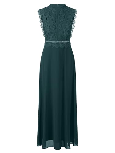 APART Abendkleid mit Spitze und transparentem Rückenteil, dunkelgrün, 40