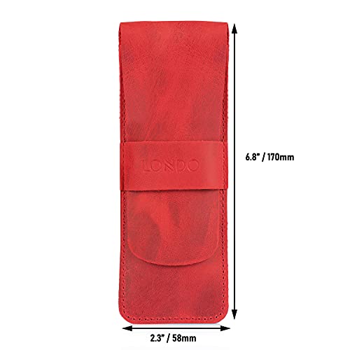 Image of Londo Genuine Leather Pen and Pencil Case with Tuck in Flap, Stationery Bag