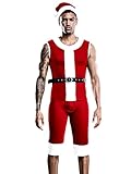 Kaei&Shi Santa Claus Costumes Sets For Men, Sexy Christmas Day Velvet Lingerie, Mens Men's Male Adult Outfits,Red,One Size