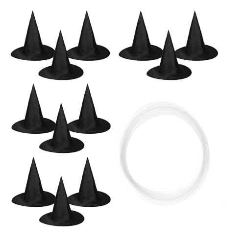 Chapeaux de sorcière noirs en tissu portable NUOBESTY pour mascarades