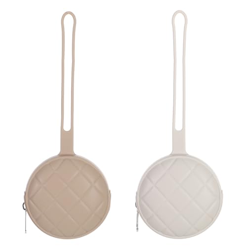 Image of Dirbabi Pacifier Holder Case, Soft Silicone Portable Pacifier Clip and Accessory Pouch for Newborn Baby, BPA Free (Sand + Light Grey)