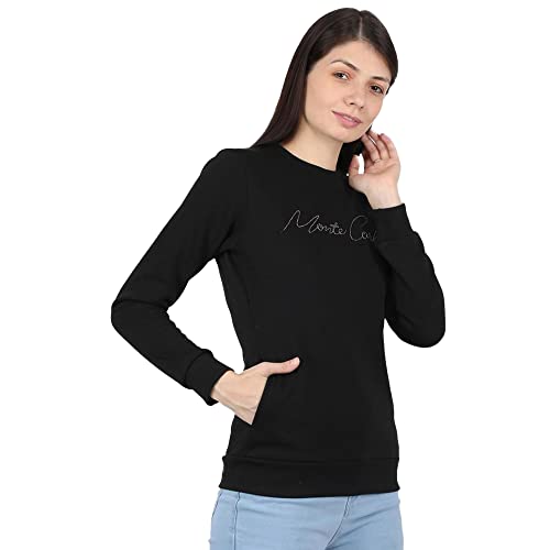 Image of Monte Carlo Embroidered Cotton Blend Round Neck Womens Sweatshirt