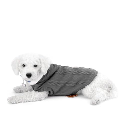 Image of Lulala Dog Hoodie Sweater Coat only for Small Dog & Cat Fleece Lined Winter Jacket Hoodie Cardigan Warm Puppy Clothes (Grey-8 Inch)
