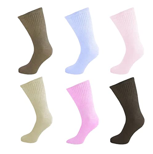 Bonjour - Six pairs of Women's DIABETIC EXTRA Wide Non Elastic Cotton Socks for Swollen Legs and Diabetics Extra Wide Top Designed for Wide and Problematic feet - UK Size 4-8