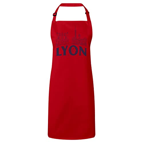 Tablier cuisine Lyon rouge premium anti-taches pour protéger vos vêtements avec style