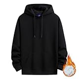 Sukinana パーカー メンズ 秋服 冬服 裏起毛 綿 大きいサイズ ゆったり カジュアル 無地 レディース フード付き スウェット 男女兼用 複数色選び (5XL, ブラック)