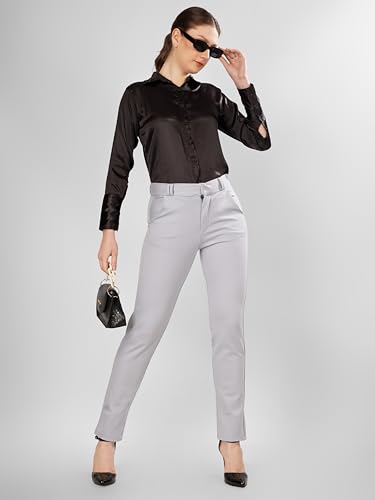 Image of modny Formal Trousers for Women Premium Polycotton, Regular Fit, Straight Pant for Girls | Ideal for Office, College & Professional Wear