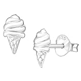 JEWELRITZY 8mm Cute Simple Plain 925 Sterling Silver Ice Cream Ear Studs Womens Earrings Push Back