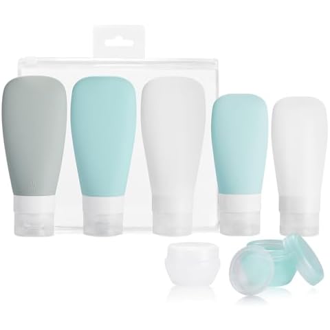 Vonpri Silicone Travel Bottles, Leak Proof Squeezable Refillable Travel Accessories Toiletries Containers Travel Size Cosmetic Tube for Shampoo Lotion Soap Liquids (3oz&2oz 5pack) Cover