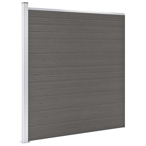 Gecheer Panel de Privacidad de Valla de WPC Modular - 9 Tableros, Poste de Acero, Color Gris Modelo LYKLRZJ-49069ES