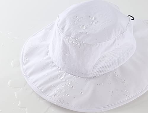 Home Prefer Upf50+ Mens Sun Hat Wide Brim Fishing Hat Airy Mesh Uv Protection Hat Portable Bucket Sun Hat White #TOP2