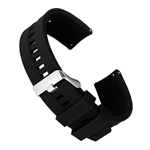 cobee Correas de reloj de silicona de liberación rápida, correa de reloj de repuesto, correa de reloj universal impermeable con hebilla plateada para hombres y mujeres (22 mm, negro)