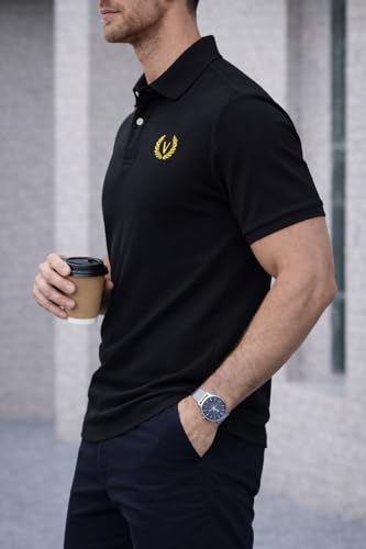 Image of Mack Jonney Men's Cotton Polo T-Shirt|Solid Regular Fit|Half Sleeve Collar T-Shirt for Casual Wear-MJ-32