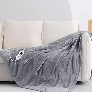 Electric Heated Blanket Throw - Extra Large, Soft & Comfy Blanket | Temp Control, Digital ...