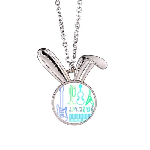 Collier lapin guitare pendentif instruments de musique pour femme et ado