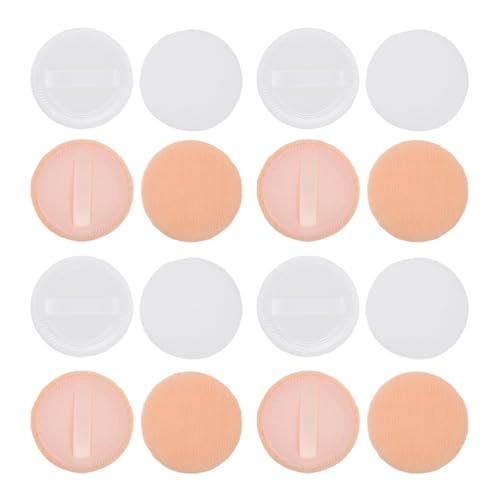 FRCOLOR Borla de Maquillaje de Algodón 20 Piezas, Redonda 6 Cm, Borla Cosmética para Polvo Suelto y Base, Color Claro y Beige, Cojín para Maquillaje Facial, Uso Profesional y Diario