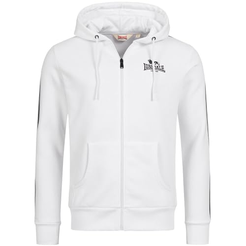 Lonsdale Herren Zip Hoodie Balnakeil, Farbe:White/Black, Größe:XL