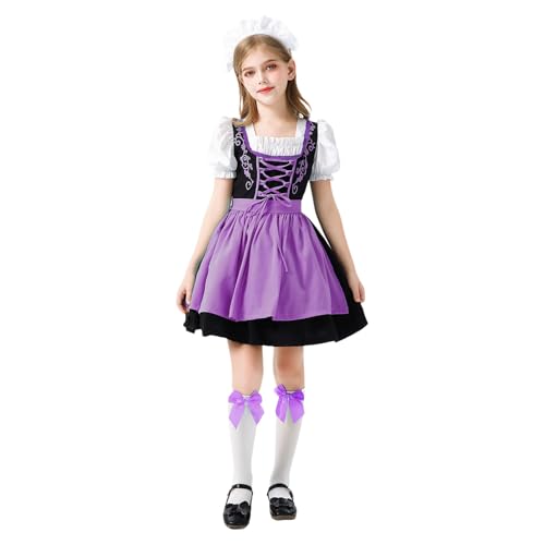 Dirndl pour fille : robe midi avec tablier traditionnel pour la fête de la bière
