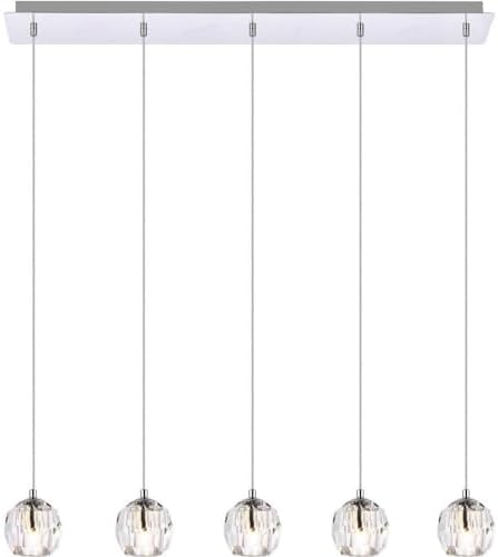 Elegant Lighting Luxurious Eren Adjustable Hanging 5 Lights Pendant for Living Room, Kitchen, Bedroom & Hallway, Chrome