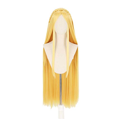 LZT 100cm/39.37 inch Long Straight Golden Princess Zelda Anime Cosplay Wig with Braid Women Girls'Party Wigs with Wig Cap??
