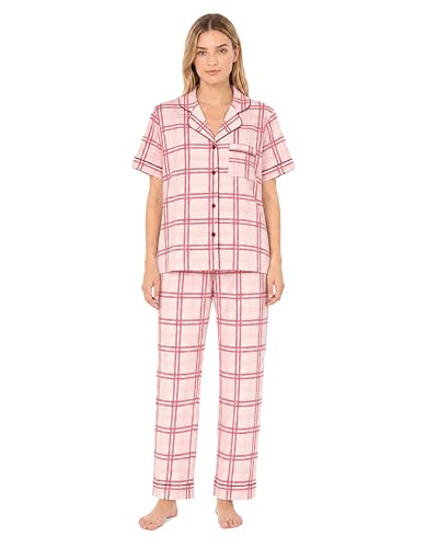 Image of NAP BOUND 100% Cotton Women Pajama Sets Button Down Short Sleeve Sleepwear Soft Pjs 2 Piece Lounge Set with Pocket XS-XXL