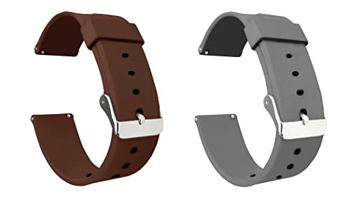 Image of ACM Pack of 2 Watch Strap Silicone Belt 20mm Compatible with Inbase Urban Lyf M Smartwatch Casual Classic Band (Brown /Grey)