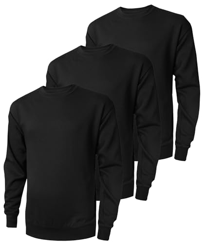 ZITY 3 Pack Men's Crewneck Sweatshirts Lightweight Long Sleeve Casual