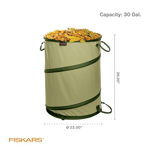 Image of Fiskars 30-Gallon Kangaroo Collapsible Pop Up Garden Bag for Yard Waste