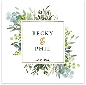 Greenery Wedding Personalized Beverage Napkins / 100 Custom Cocktail Napkins / 4 3/4" x 4 3/4" Elegant Lush Floral Napkin Design / 3 Ply Bridal Shower Party Napkin Décor