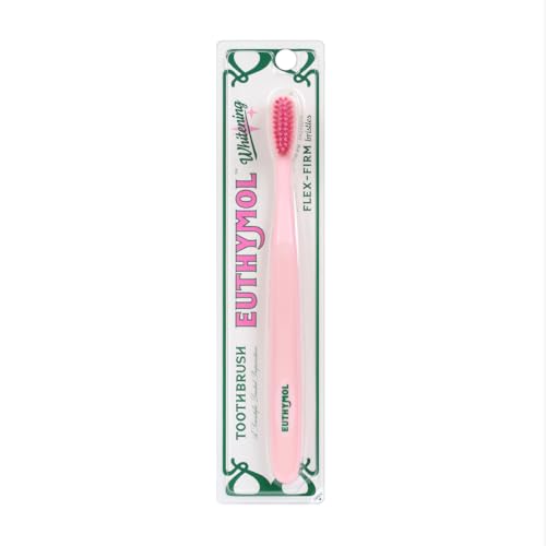 Euthymol Whitening Toothbrush (Pink) Compact Small Full Head High-Strength Micro Soft bristles Deep Cleaning Sensitive Gums Teeth Daily Oral Enamel Dental Care