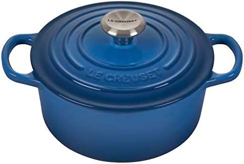 Le Creuset Signature żeliwna brytfanna z pokrywką, Ø 18 cm, okrągła, nadaje się do wszystkich rodzajów kuchenek i indukcyjnych, pojemność: 1,8 l, 2,572 kg, Marseille