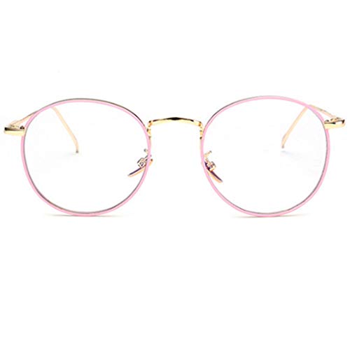 PANGHU Montura Redonda de Estilo Retro para Gafas, Unisex, con Cristal Transparente Elegancia Neutra