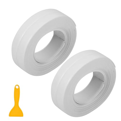 Image of 2PCS Caulk Tape Sealant Strip, PVC Self Adhesive Tub and Wall Sealing Tape Caulk Sealer for Bathroom Caulking Tape Shower Caulk (0.86 inch x 10.5Ft)