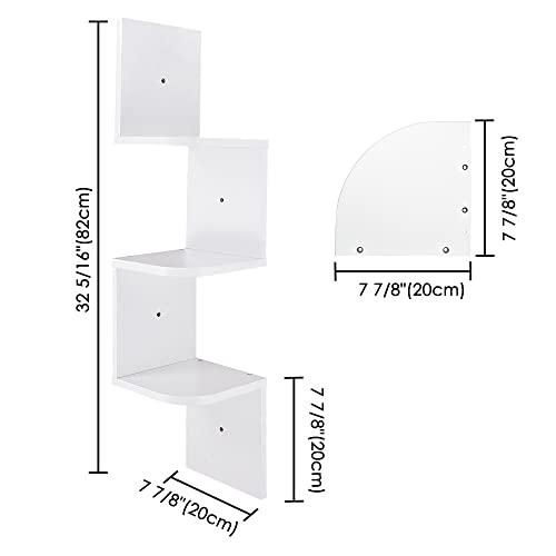 Yescom 3 Tiers Zig Zag Floating Wall Mount Corner Shelf Wooden Display Shelves Storage Organizer With Gradienter White #TOP5