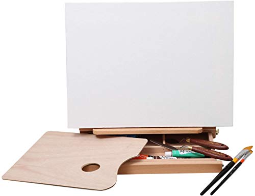Meeden Table Sketch Box Easel -Portable Solid Beech Tabletop Wood Easel Drawing & Sketching Board With Storage Drawer & Palette For Beginner Artist, Art Students & Kids, Canvas Up To 11" × 14" #TOP4