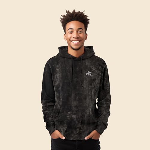 DALIX UFO Embroidered Fleece Hoodie Mineral Wash Long Sleeve Sweatshirt Mens4