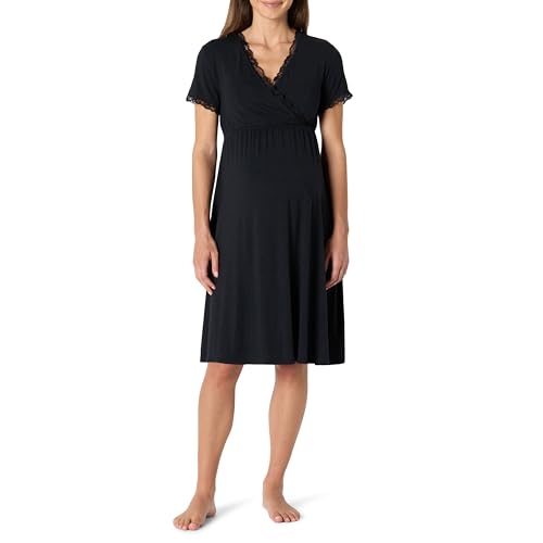 Amazon Essentials Camisón de Maternidad y Lactancia de Modal Suave para Dormir Mujer, Negro, S