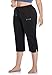 ZERDOCEAN Women's Plus Size Active Yoga Lounge Indoor Jersey Capri Walking Crop Pants with Pockets Drawstring Black 1X