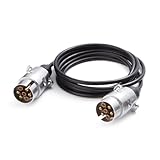 Feuunly 7-poliger Anhänger Verlängerungskabel 2,5m, Nach ISO 1724 Aluminiumlegierung Stecker, Rein-Kupferkern PVC-Ummantelung, Für Europäische Fahrzeuge Wohnwagen Fahrradträger Anhänger 12V/24V