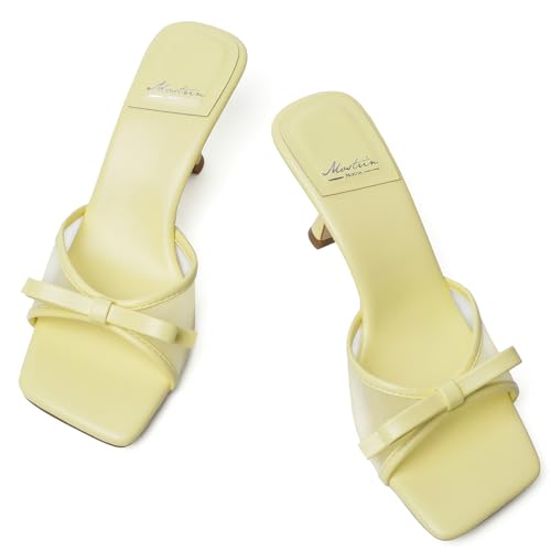 Image of Mostrin Kitten Heels for Women Round Toe Heels With Bow Vintage Mules Sexy Slip on Stiletto Backless Sandals for Party Daily