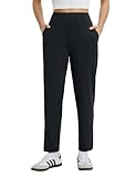 baleaf Womens Travel Pants with 6 Pockets Work Lightweight Stretch Ankle Petite Dressy Casual Golf Busniess Slacks Black L