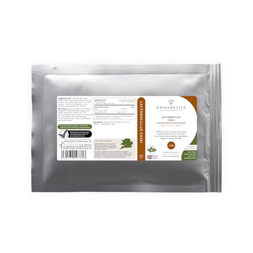 Lactobacillus Casei 15g | 5 Billion CFU Probiotic + Chicory Root Prebiotic (Inulin) | Vegan Friendly Powder UK Made | 1g Daily (15 Servings)