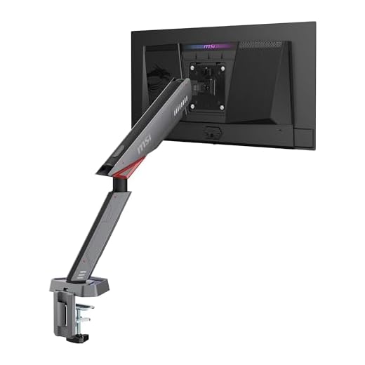 MSI MPG MT161R - Premium RGB Single Monitor Stand Arm, Supports 17-45" Screens and 35.2 lbs, VESA Compatible, Adjustable Spring Assisted Mount, Clamp & Grommet, Quick Release Plate - Black